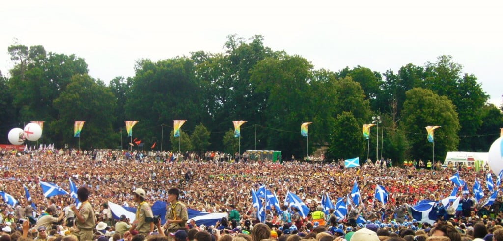 Crowds of scouts at the World Scout Jamboree