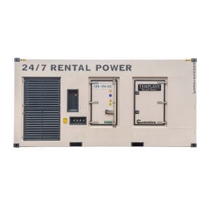 Bruno BGG Fusteq 1250 kVA generator with weatherproof canopy and integrated bund, designed for continuous power supply on critical infrastructure projects