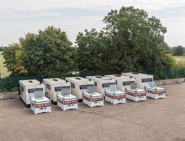 Six 500kVA Bruno generators set up on site and available for hire